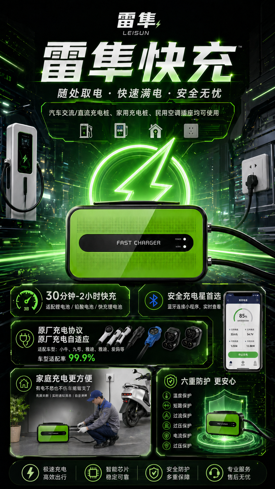 雷隼充电桩与快充系统宣传图