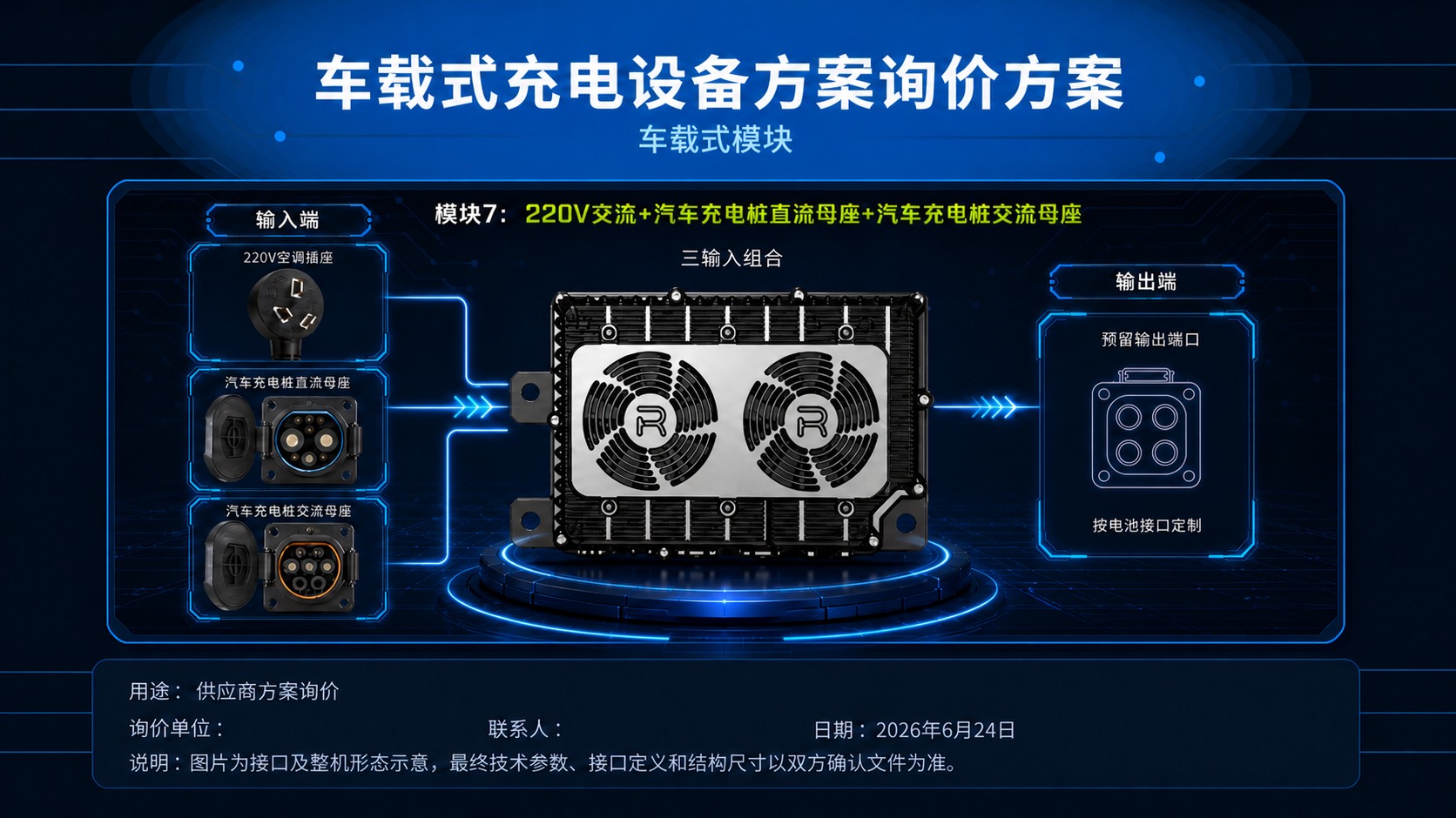 车载式充电设备三输入组合方案